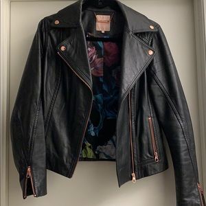 Ted Baker Leather Jacket - with Rose Gold & Floral